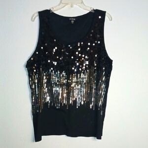George Black Sequin Sleeveless Tank Top